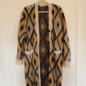 Etro diamond-print brushed-effect cardi-coat - 36